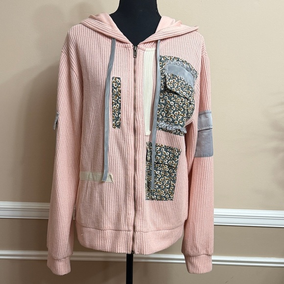 POL Jackets & Blazers - POL Blush Hooded Jacket with Floral Accents